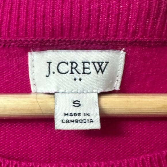 J. Crew Women's Bright Pink Crew Neck Sweater Lightweight Knit Pullover - Picture 3 of 3